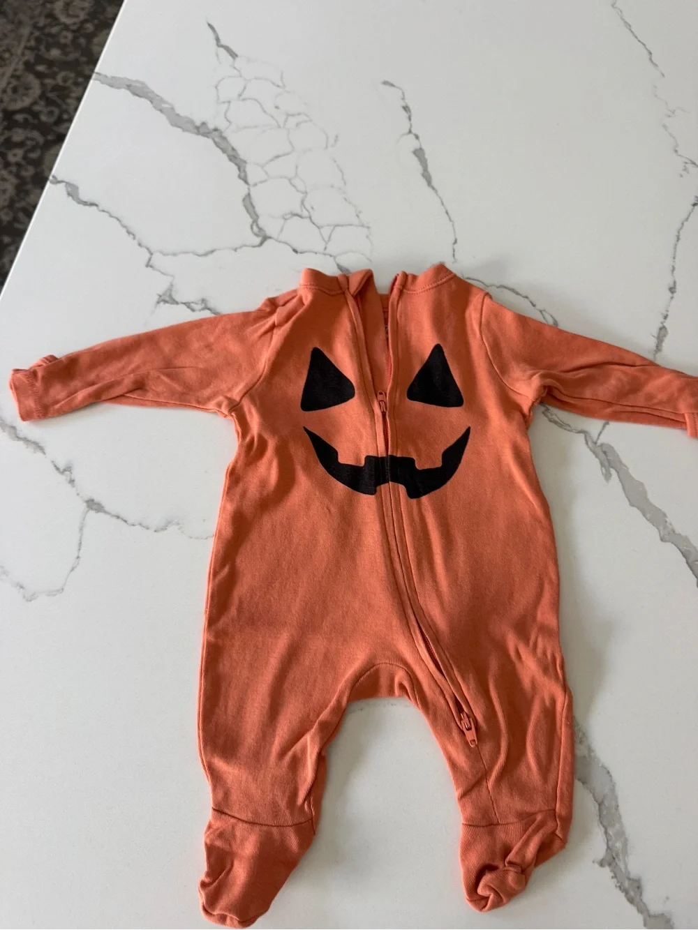 Old Navy Orange Pumpkin & White Mummy Eye Print One-Piece Footies (2-Pack)